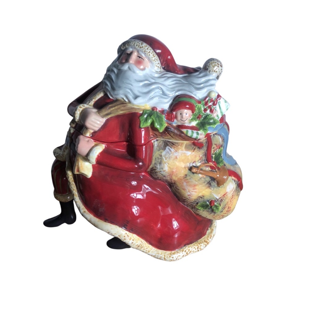 Susan Winget Enchanted Santa hand painted large whimsical cookie jar